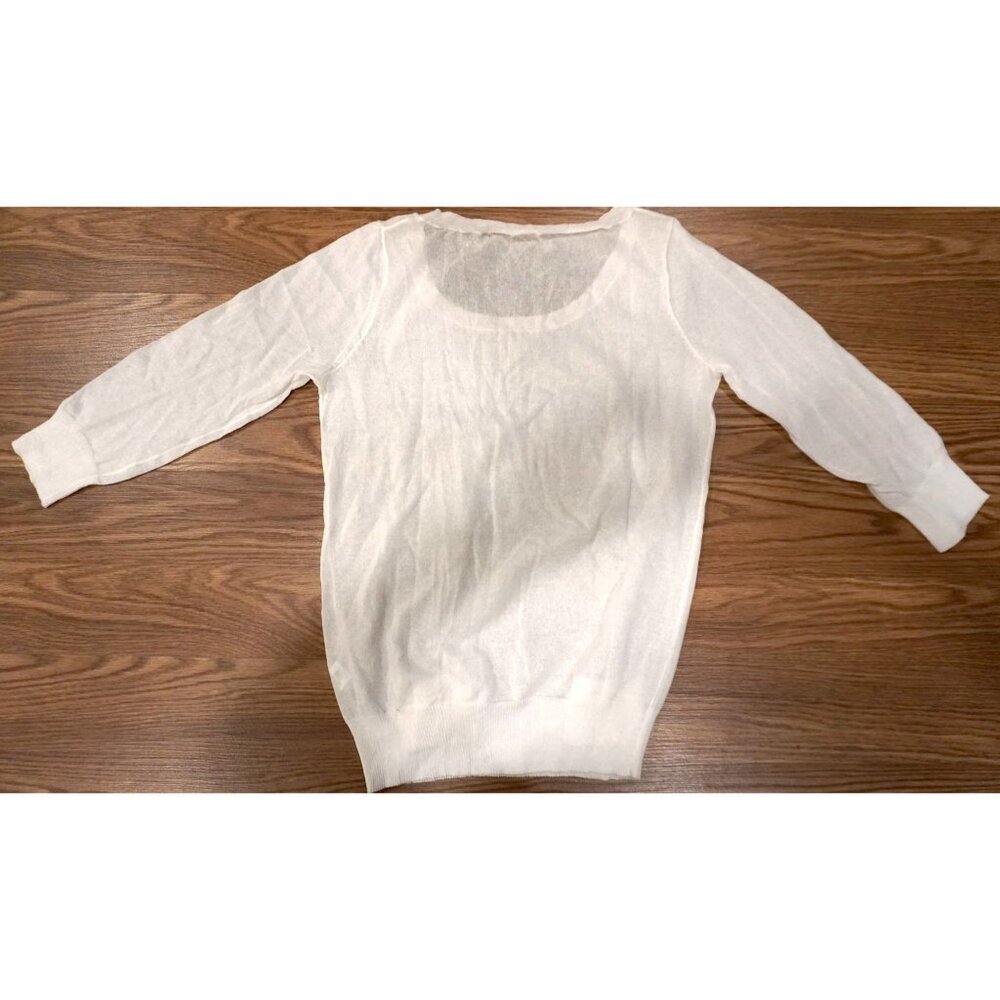 J.Crew Women's Sheer White Sweater - Size M - Picture 7 of 10